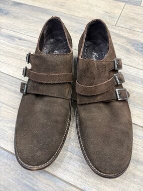 Kenneth Cole Men's Double Monk Strap Suede Shoes - Brown